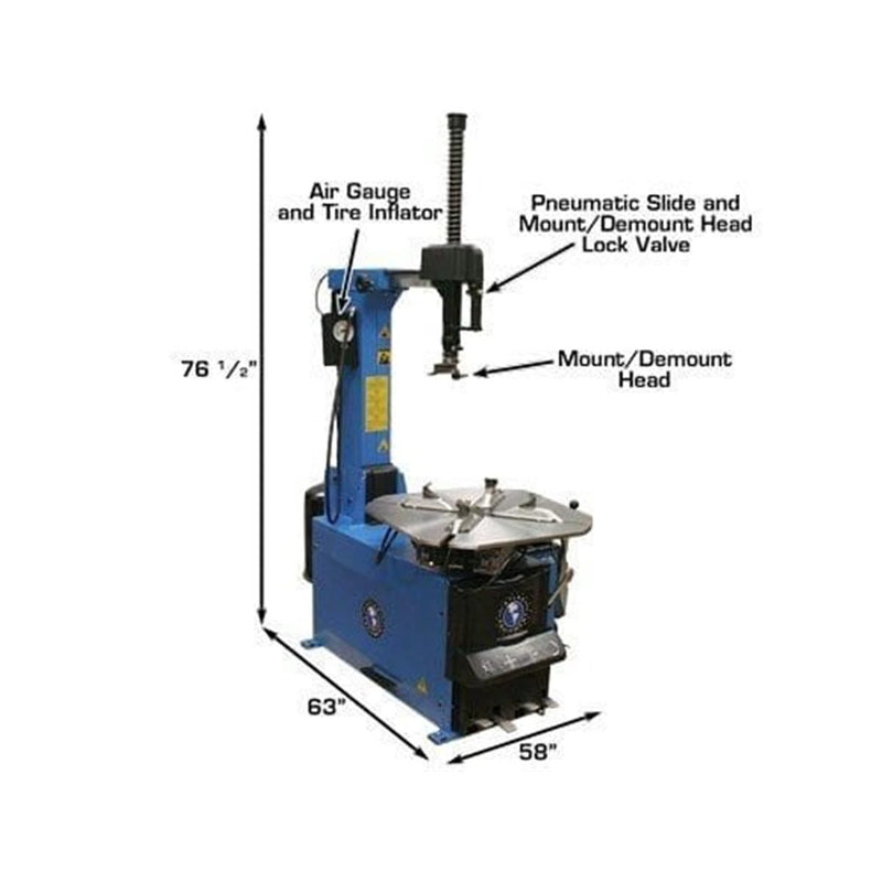 Atlas Automotive Equipment TC755 Tilt-Back Rim-Clamp Tire Changer with Beadblaster