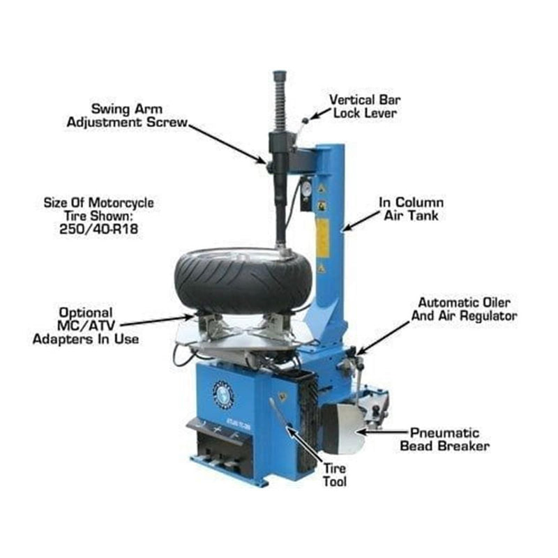 Atlas Automotive Equipment TC289 Extra Large Rim-Clamp Tire Changer with Beadblaster