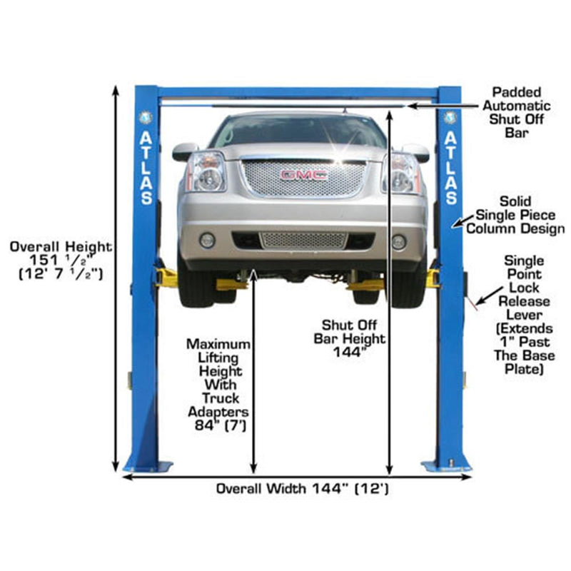 Atlas Automotive Equipment OHX10000X Extra Tall 2-Post Lift — 10,000 lb. Capacity