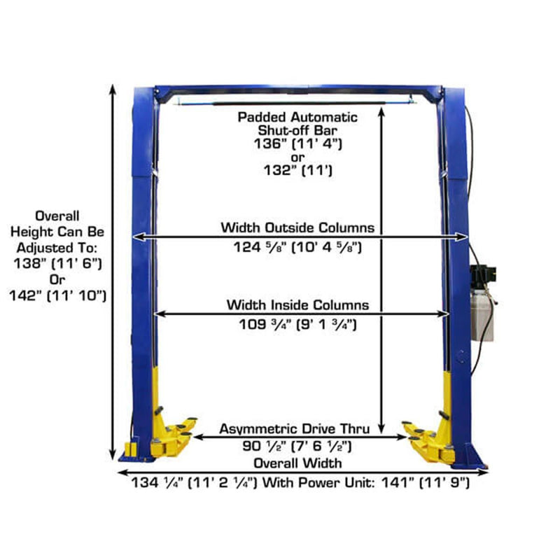 Atlas Equipment 9KOHX Overhead 2-Post Lift — 9,000 lb. Capacity