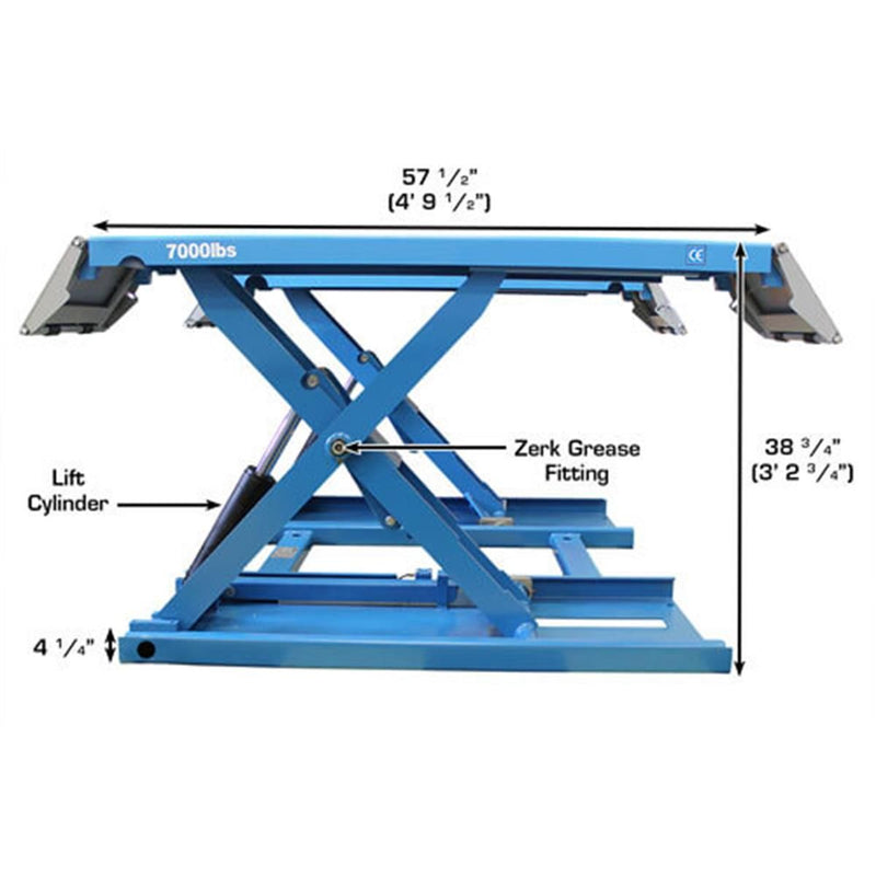 Atlas Automotive Equipment 7K Kwik-Bay Portable Mid-Rise Scissor Lift — 7,000 lb. Capacity