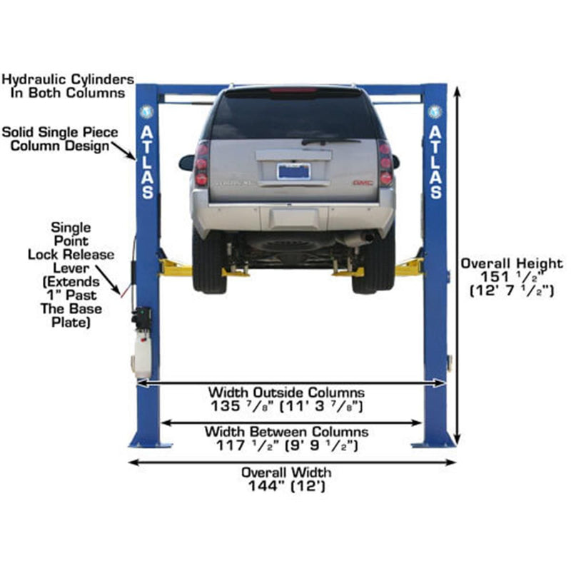 Atlas Automotive Equipment OHX10000X Extra Tall 2-Post Lift — 10,000 lb. Capacity