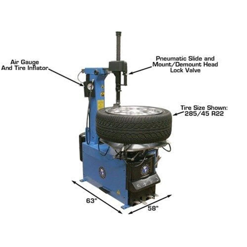 Atlas Automotive Equipment TC755 Tilt-Back Rim-Clamp Tire Changer with Beadblaster