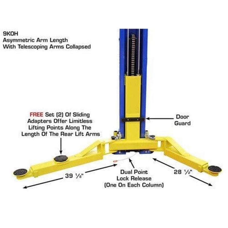 Atlas Equipment 9KOHX Overhead 2-Post Lift — 9,000 lb. Capacity